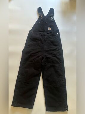 Carhartt Youth 10‎ Black Duck Cotton Canvas Overall Insulated Bibs